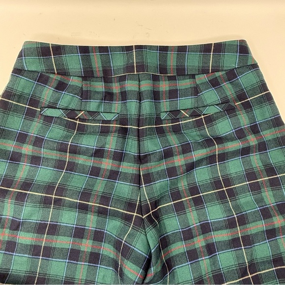 Talbots Wool Blend Blue Green Tartan Plaid Ankle Pants Size 2 Lined Side Zip - Picture 13 of 16